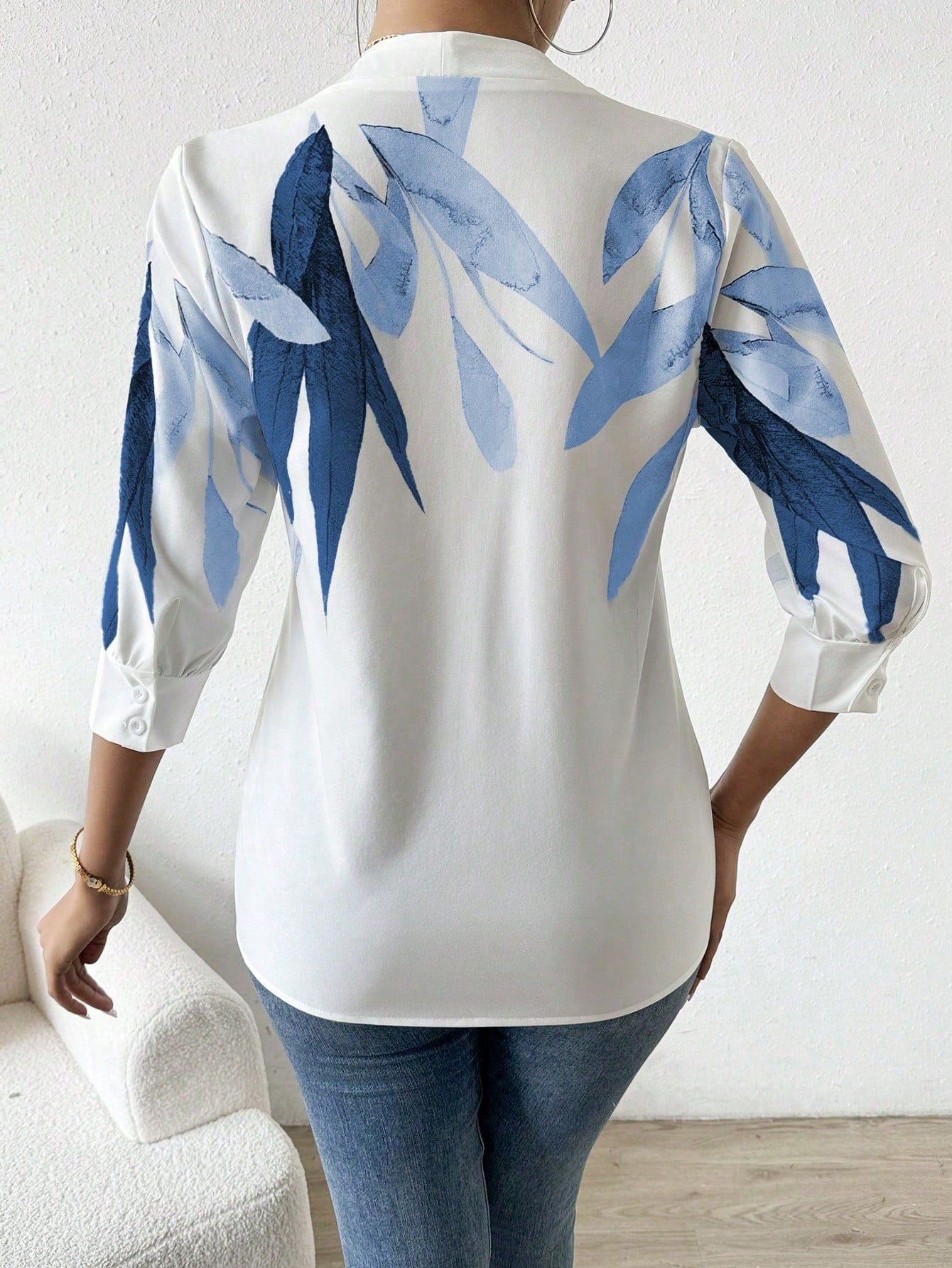 Chemise Femme Manches Mi-Longues avec Col V Lucyle