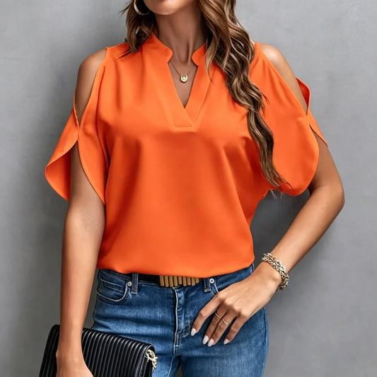 Chemise Femme avec Col en V et Manches Courtes Lucyle