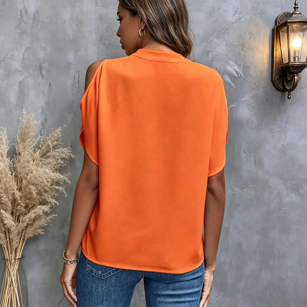 Chemise Femme avec Col en V et Manches Courtes Lucyle