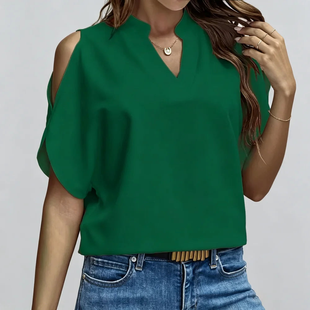 Chemise Femme avec Col en V et Manches Courtes Lucyle