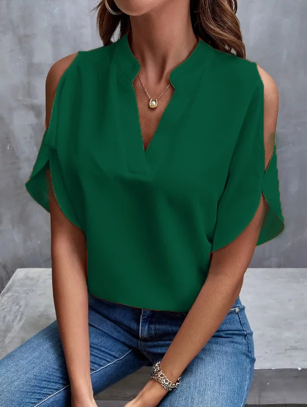 Chemise Femme avec Col en V et Manches Courtes Lucyle