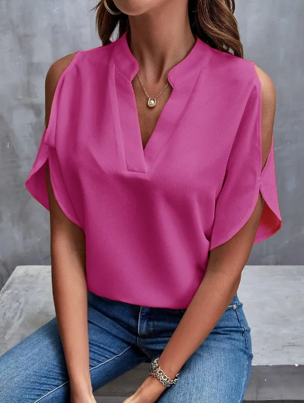 Chemise Femme avec Col en V et Manches Courtes Lucyle