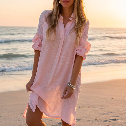 Chemise Femme en Coton-Lin avec Manches Trois-Quarts Lucyle