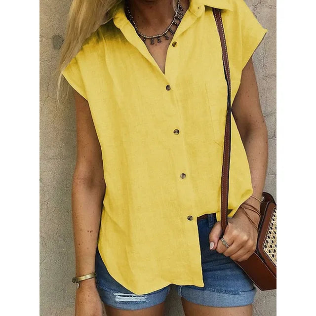 Chemise Femme en Lin avec Design Sans Manches Lucyle