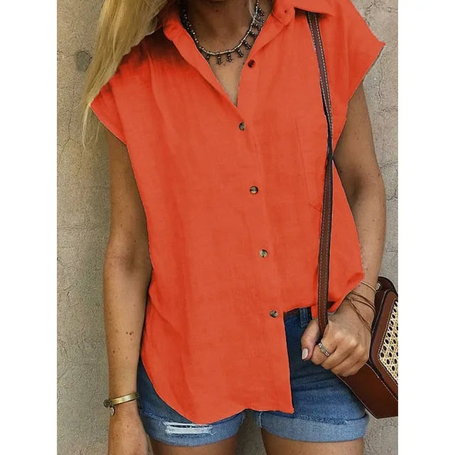 Chemise Femme en Lin avec Design Sans Manches Lucyle