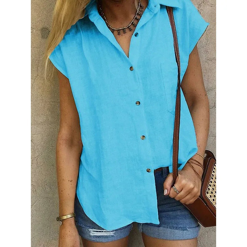 Chemise Femme en Lin avec Design Sans Manches Lucyle