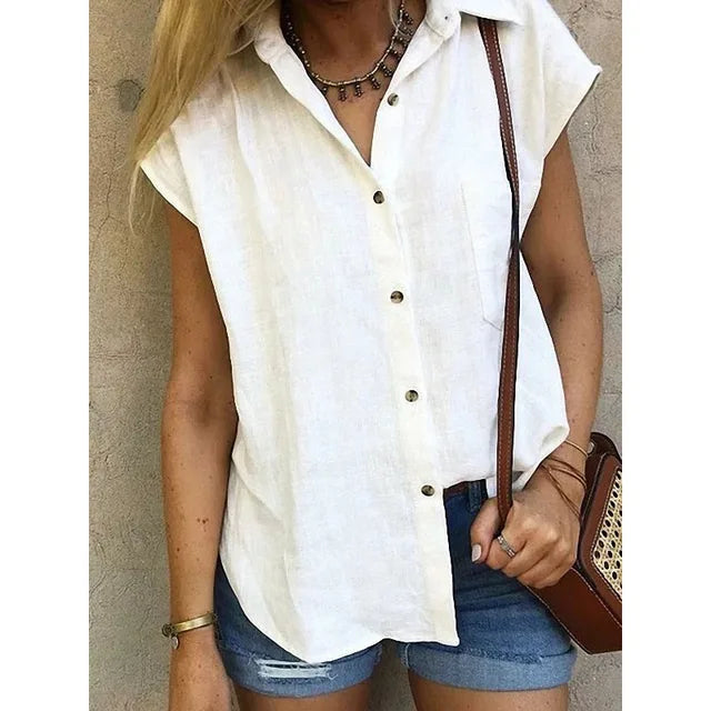 Chemise Femme en Lin avec Design Sans Manches Lucyle