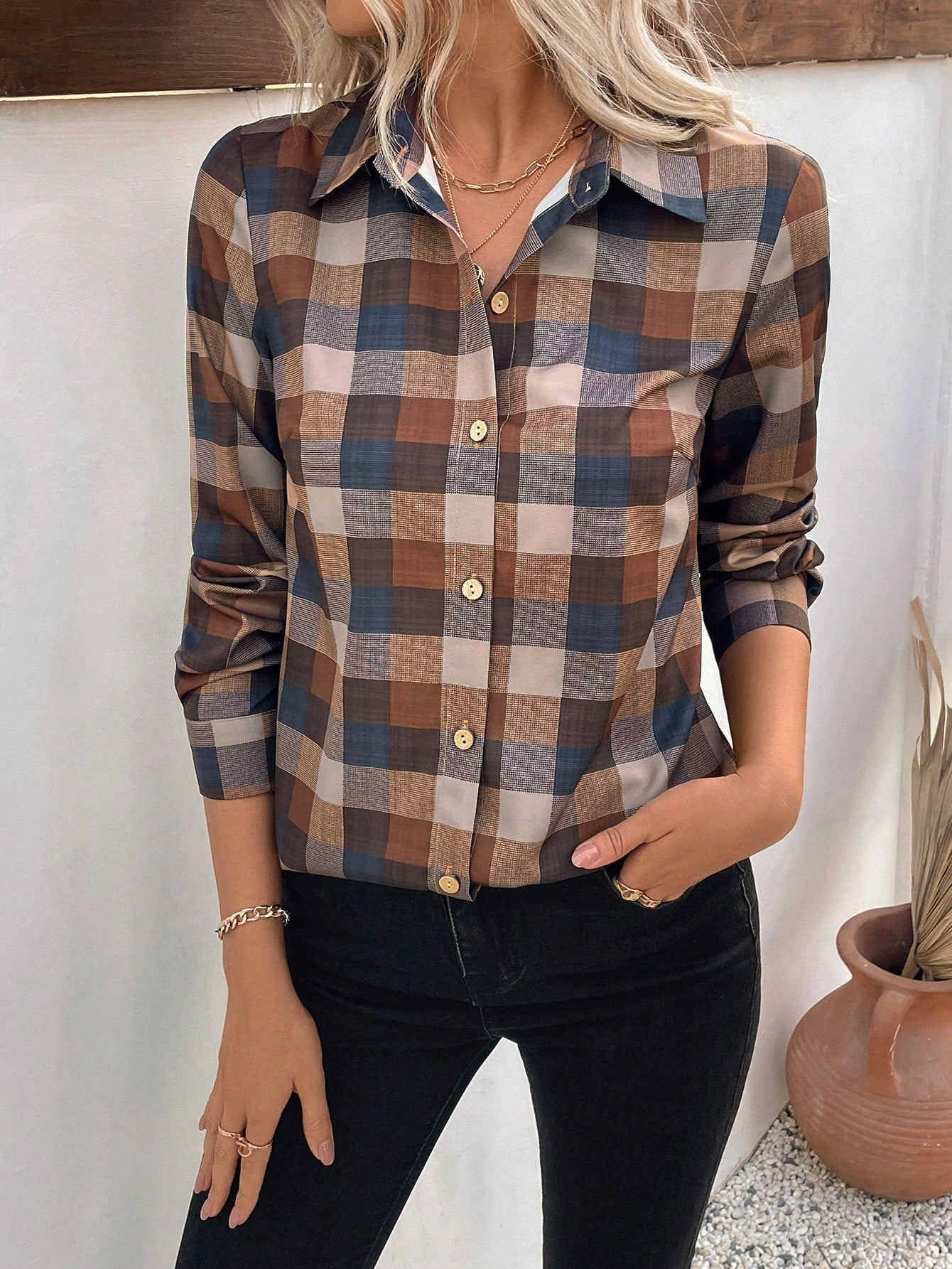 Chemise à Carreaux Femme avec Manches Longues Lucyle