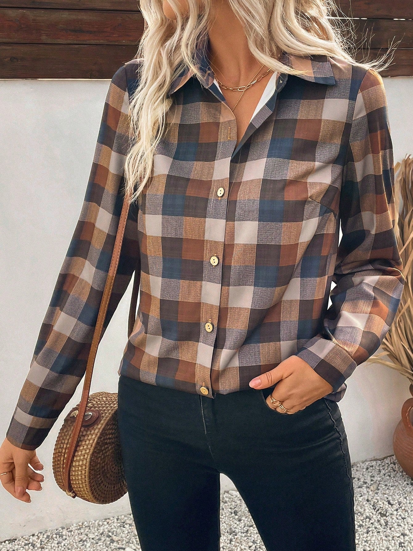 Chemise à Carreaux Femme avec Manches Longues Lucyle