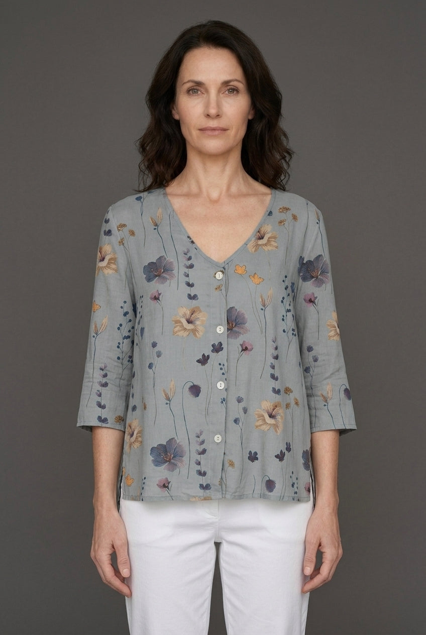 Chemisier Femme Imprimé Fleuri avec Col Rond Lucyle