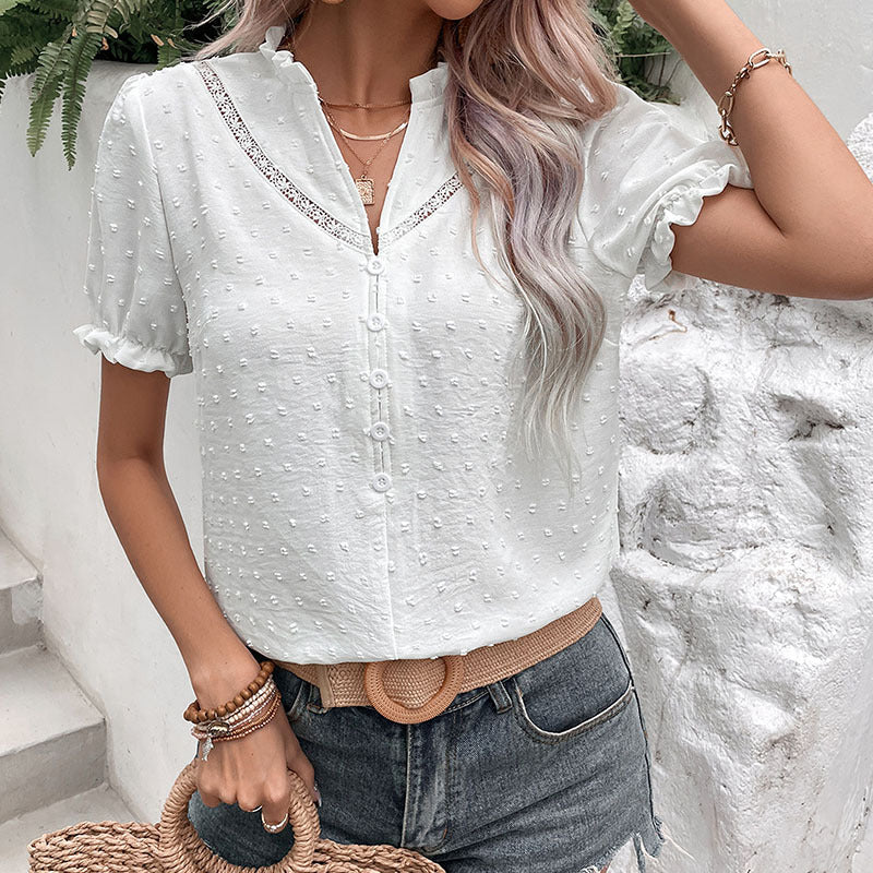 Chemisier Femme avec Bordure en Dentelle Lucyle