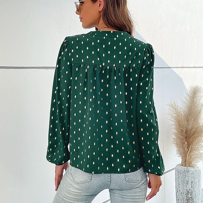 Chemisier Femme avec Col en V et Boutons Décoratifs Lucyle