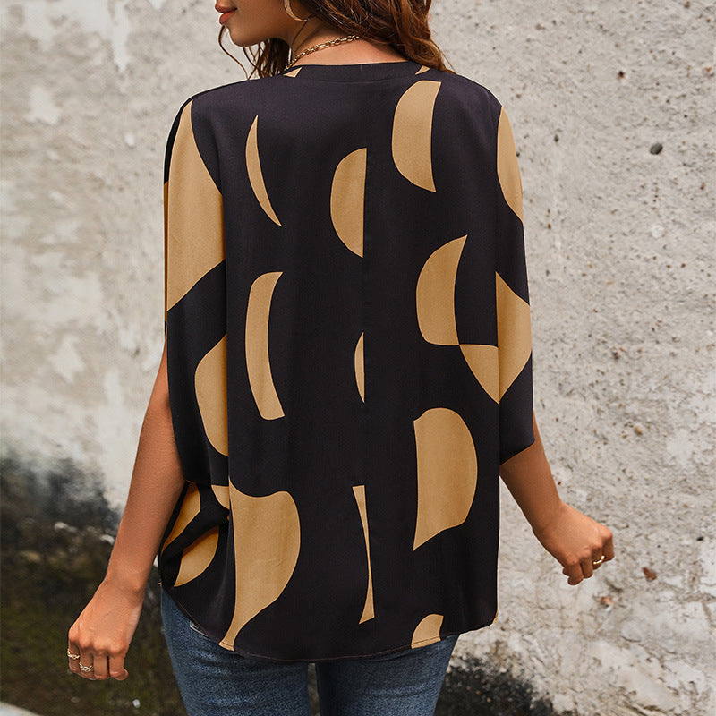 Chemisier Femme avec Col en V et Design Abstrait Lucyle