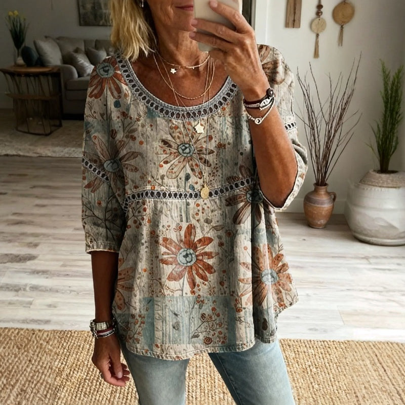 Chemisier Femme avec Motif Floral en Coton Lucyle