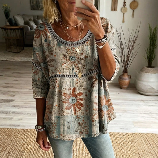 Chemisier Femme avec Motif Floral en Coton Lucyle