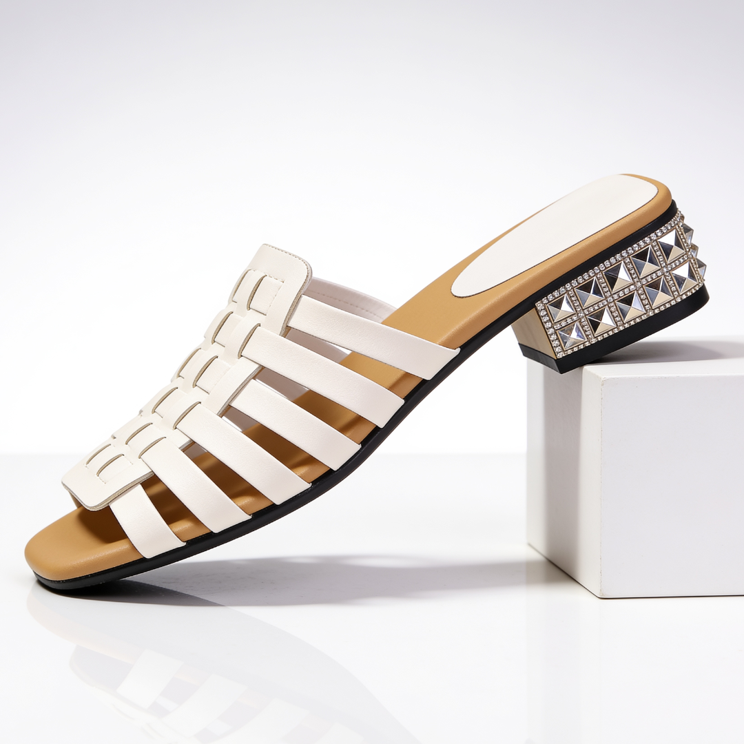 Claquettes Femme avec Tige Tissée et Talon Bloc Lucyle