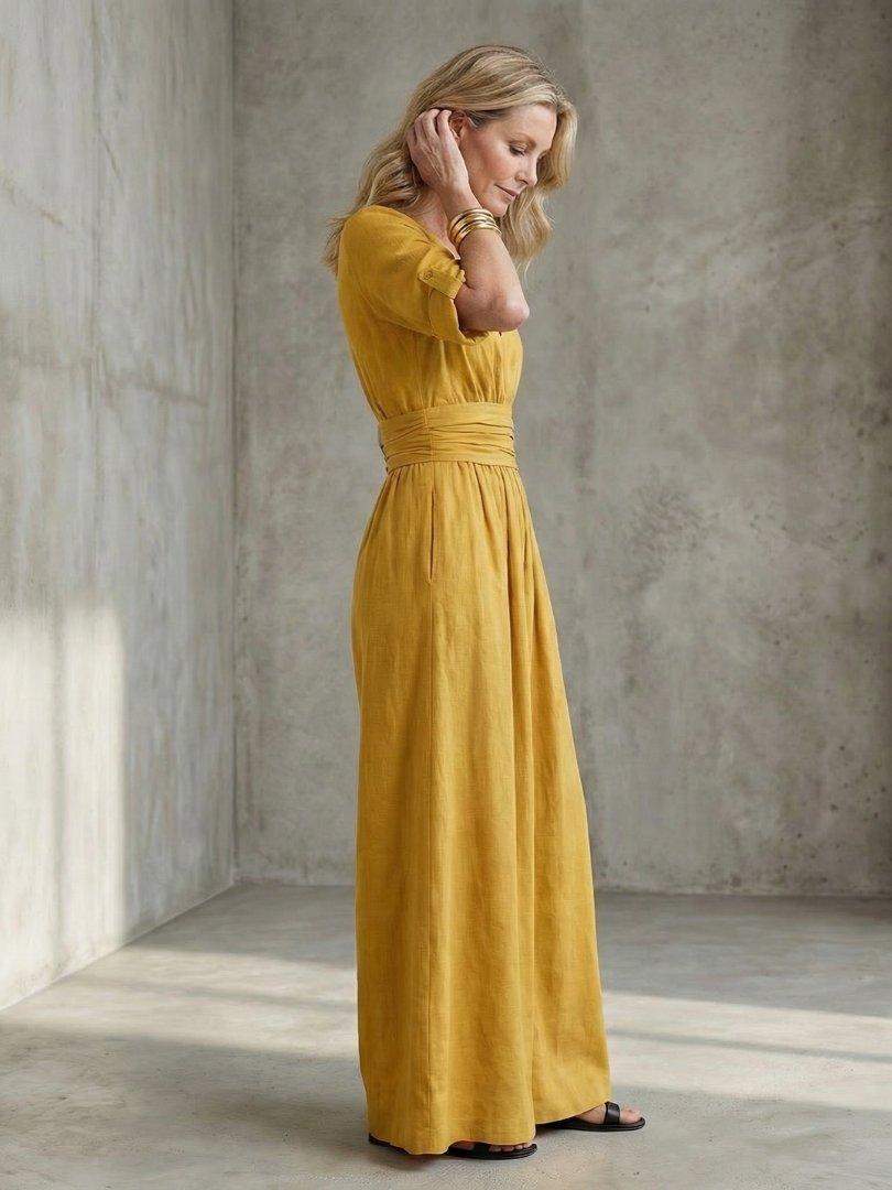 Combinaison Femme Chic à Jambes Larges avec Corsage Croisé Lucyle