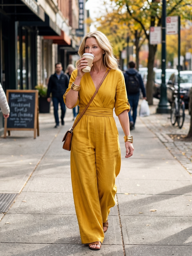 Combinaison Femme Chic à Jambes Larges avec Corsage Croisé Lucyle