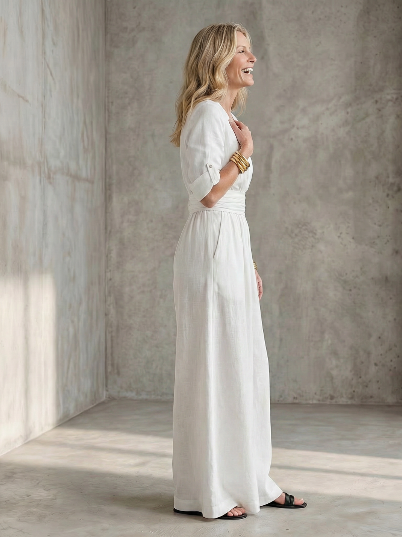 Combinaison Femme Chic à Jambes Larges avec Corsage Croisé Lucyle