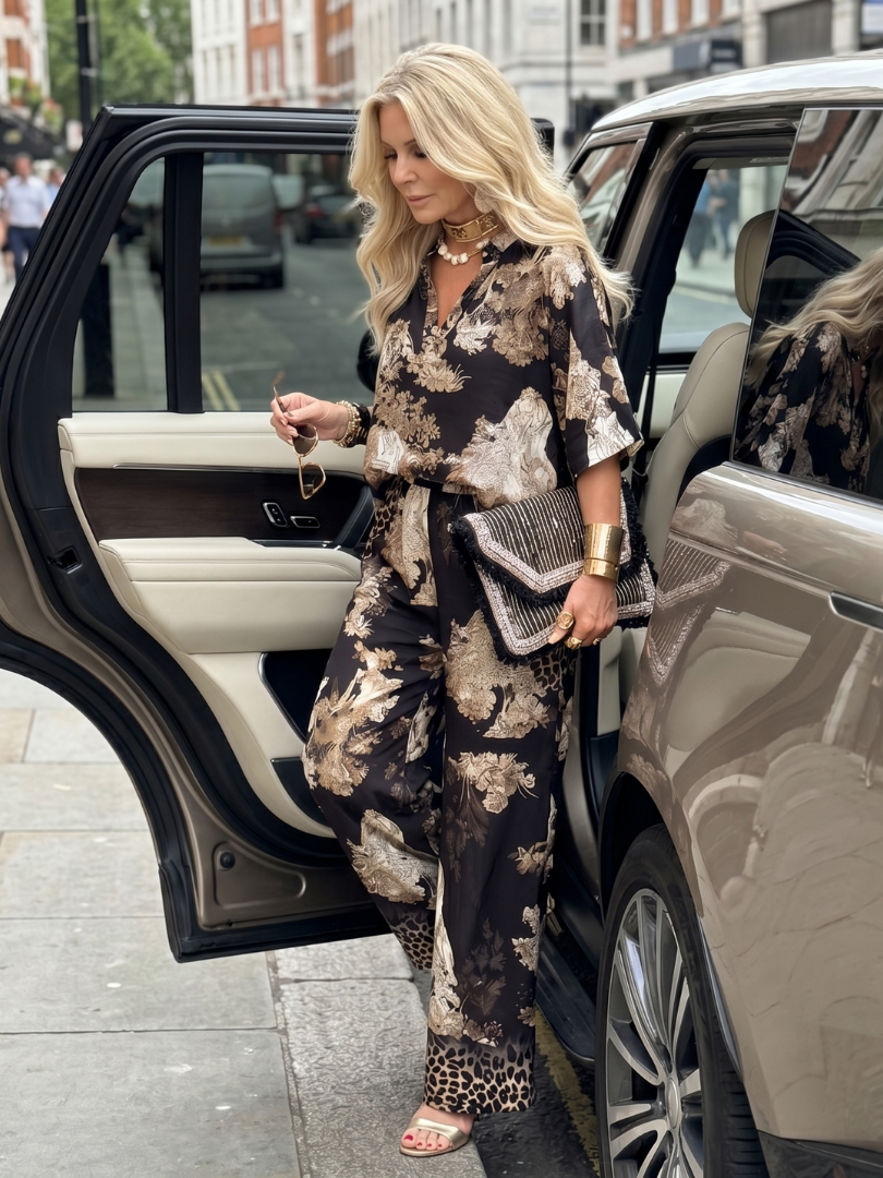 Ensemble Haut Cache-Cœur Femme avec Pantalon Large Lucyle