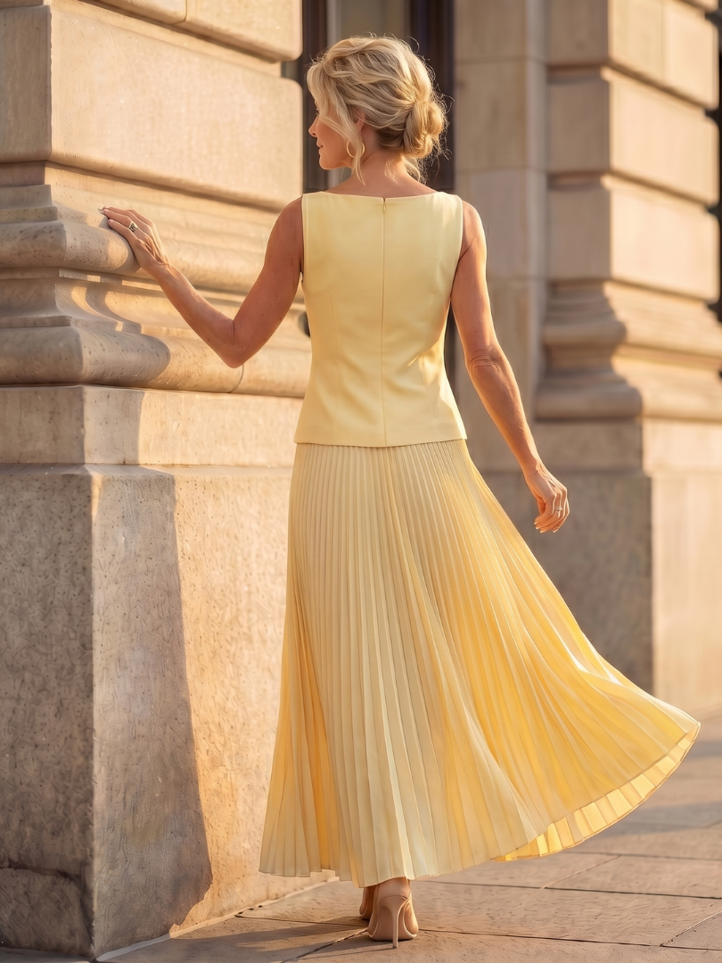 Ensemble Jupe Plissée Femme avec Corsage Structuré Lucyle