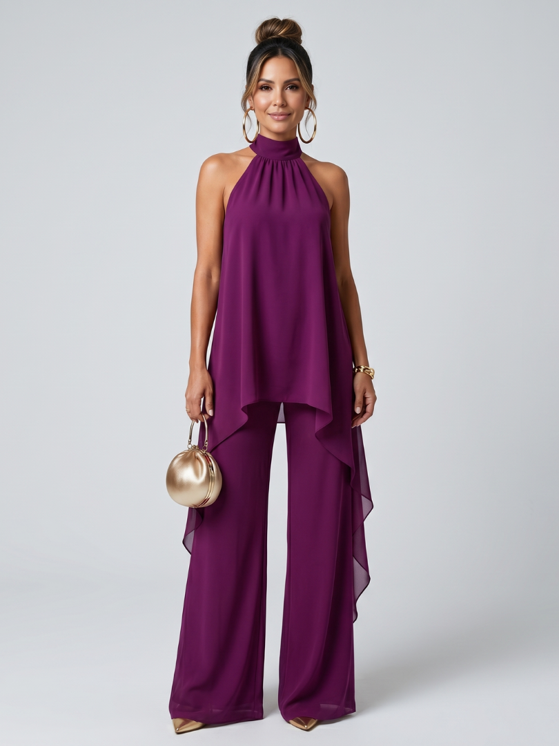 Ensemble Tunique Femme à Jambes Larges avec Décolleté Dos Nu Lucyle