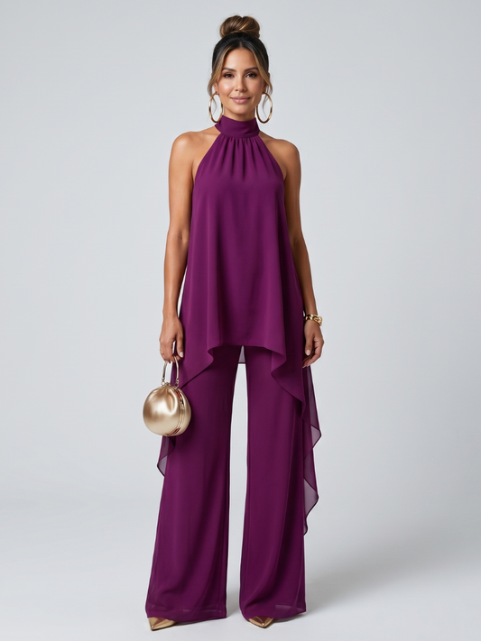 Ensemble Tunique Femme à Jambes Larges avec Décolleté Dos Nu Lucyle