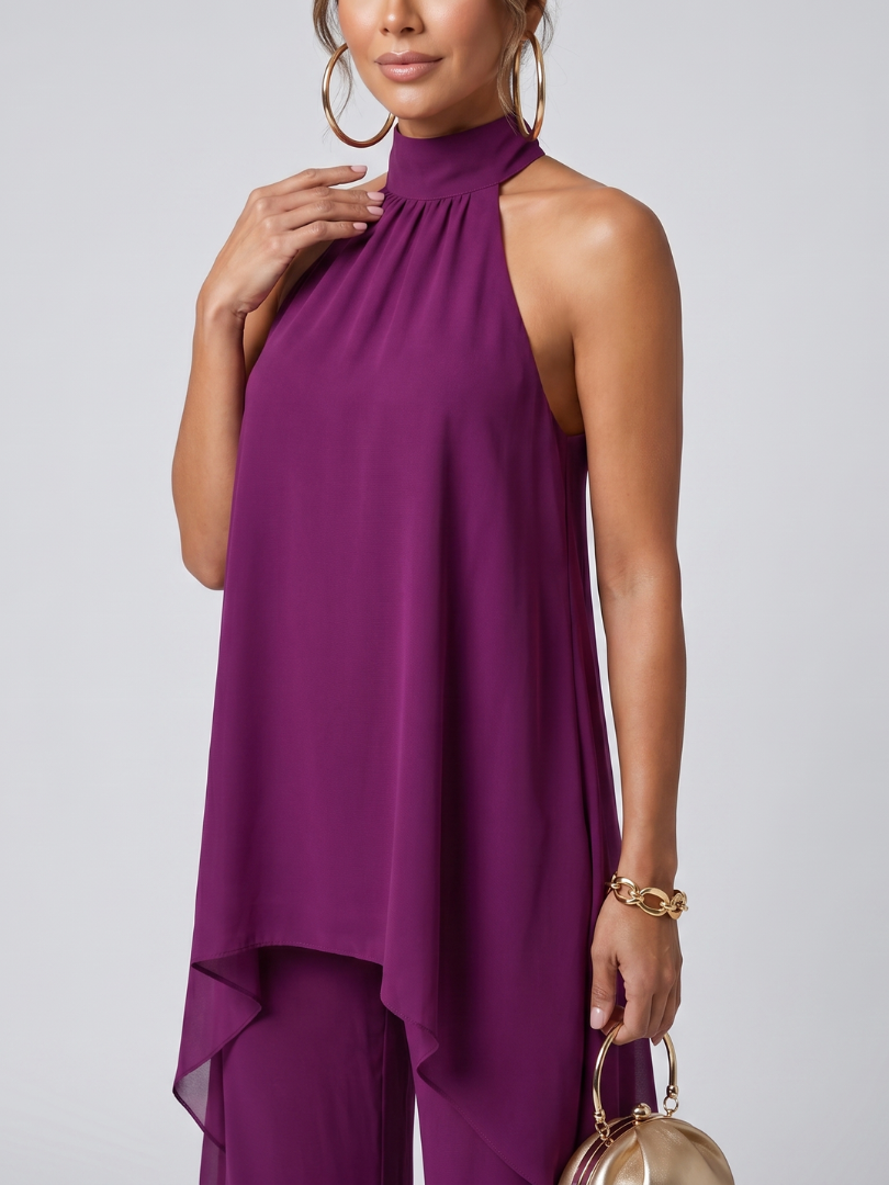 Ensemble Tunique Femme à Jambes Larges avec Décolleté Dos Nu Lucyle