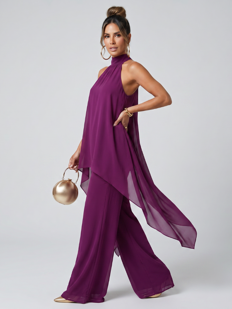 Ensemble Tunique Femme à Jambes Larges avec Décolleté Dos Nu Lucyle