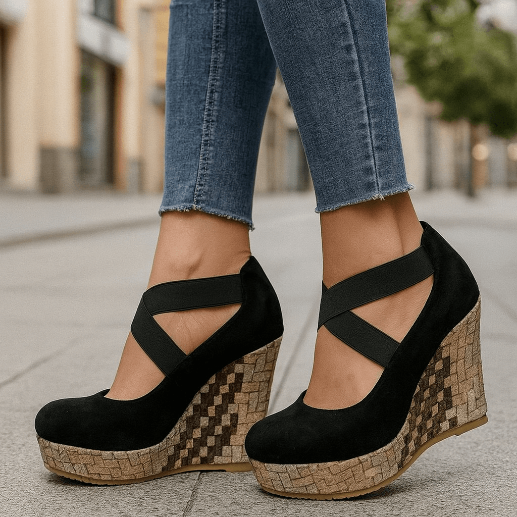 Escarpins Compensés Femme avec Sangles Élastiques Lucyle