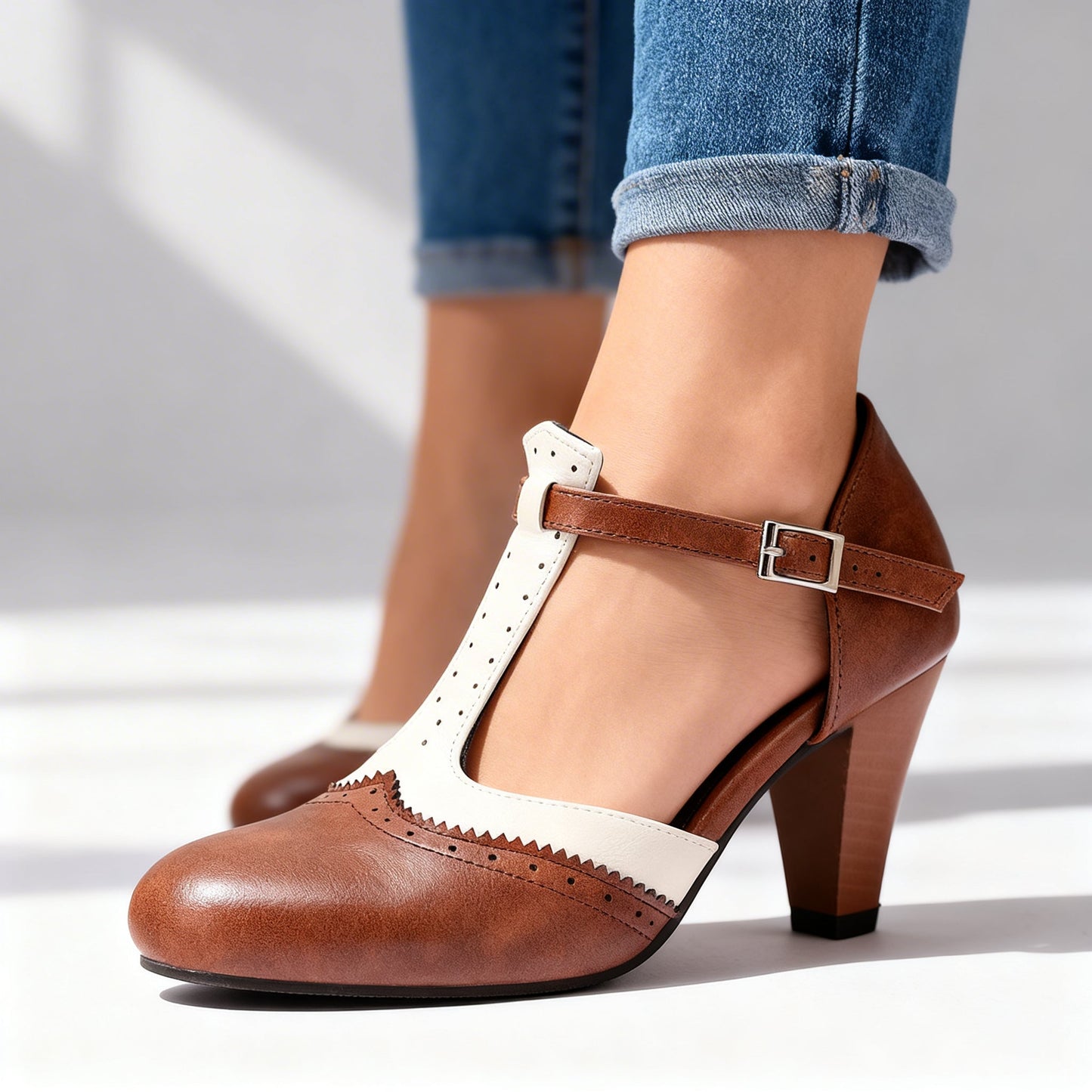 Escarpins Femme avec Bride en T Vintage Lucyle