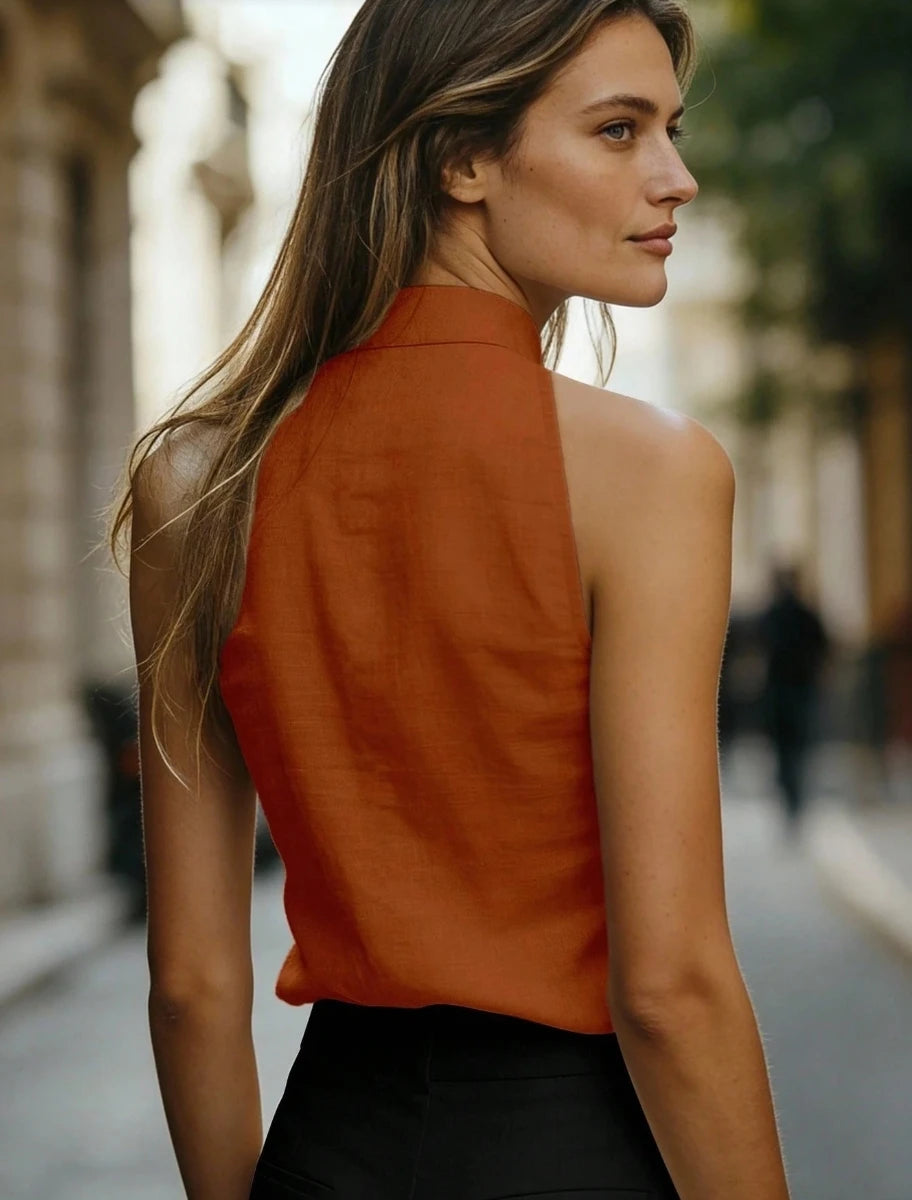 Haut Femme avec Col Montant et Patte de Boutonnage Lucyle