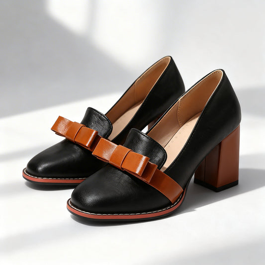 Mocassins Femme à Bride Noeud avec Talon Bloc Lucyle