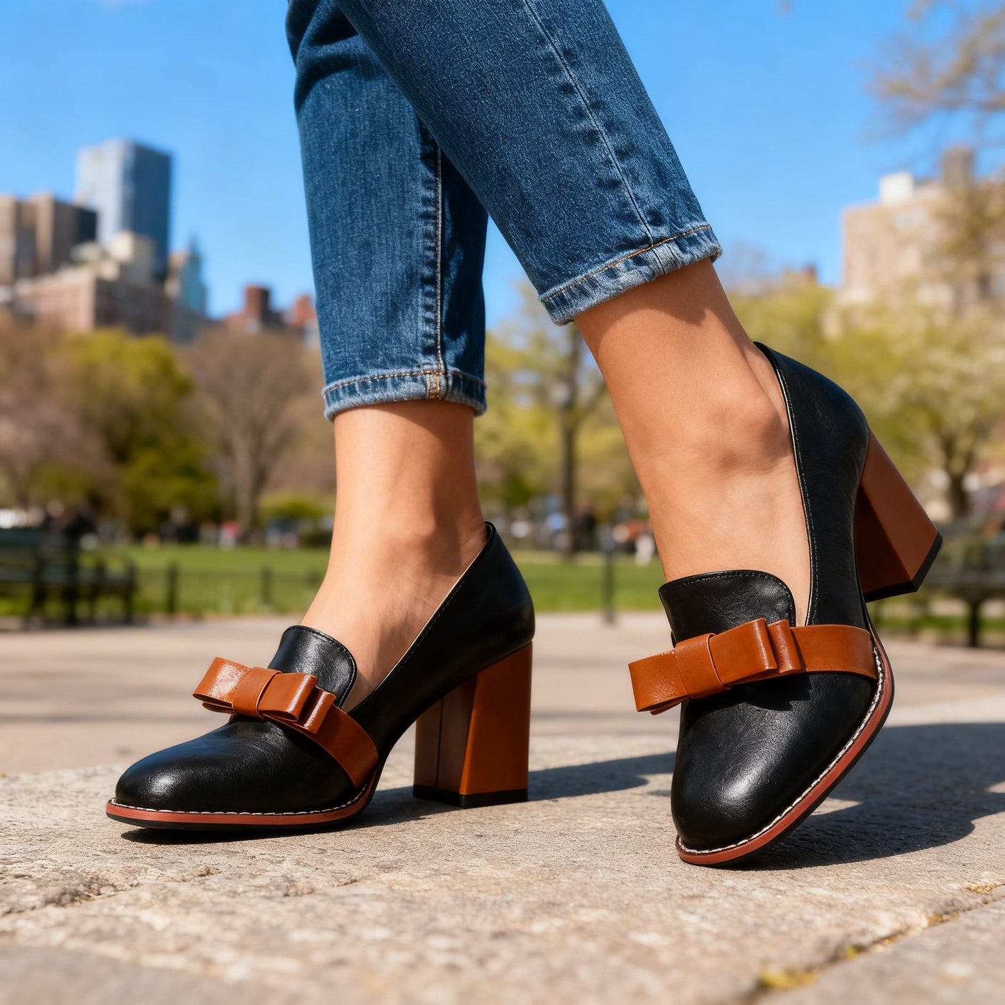 Mocassins Femme à Bride Noeud avec Talon Bloc Lucyle