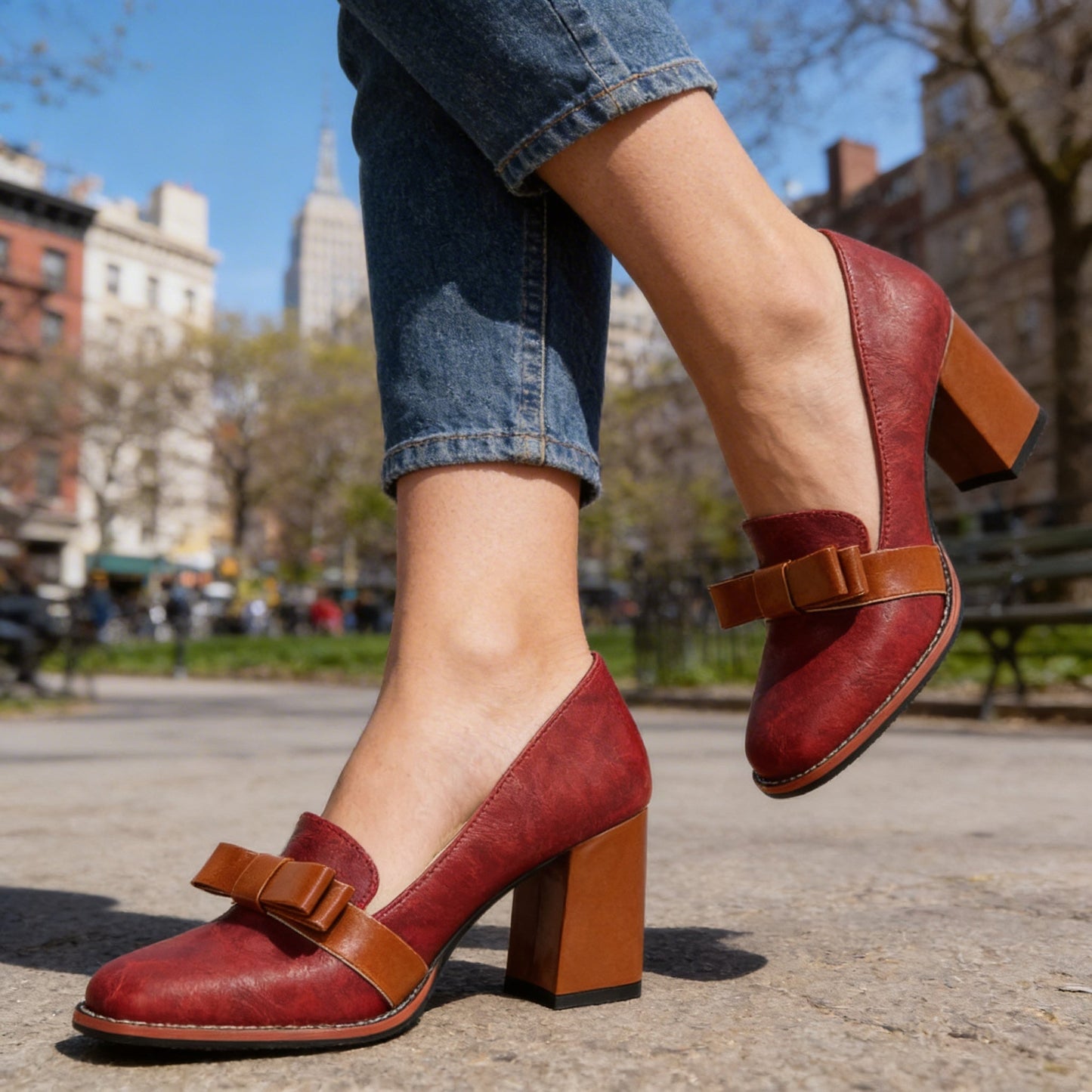 Mocassins Femme à Bride Noeud avec Talon Bloc Lucyle