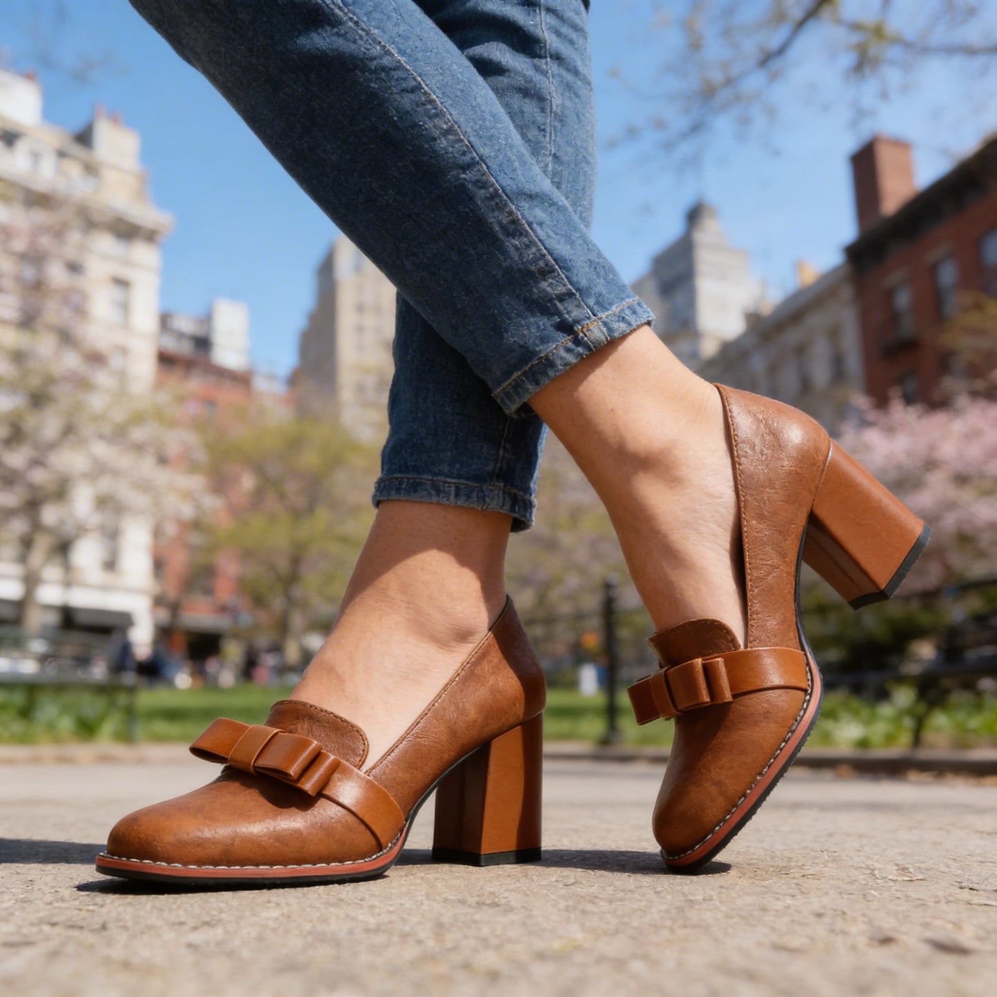 Mocassins Femme à Bride Noeud avec Talon Bloc Lucyle