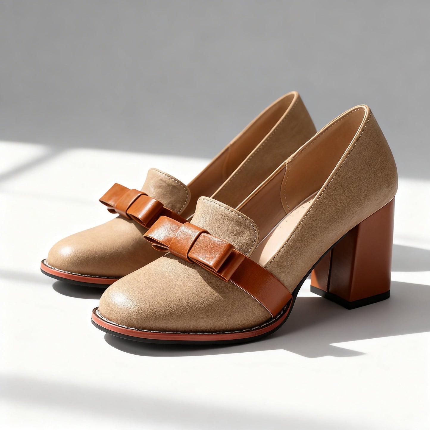Mocassins Femme à Bride Noeud avec Talon Bloc Lucyle
