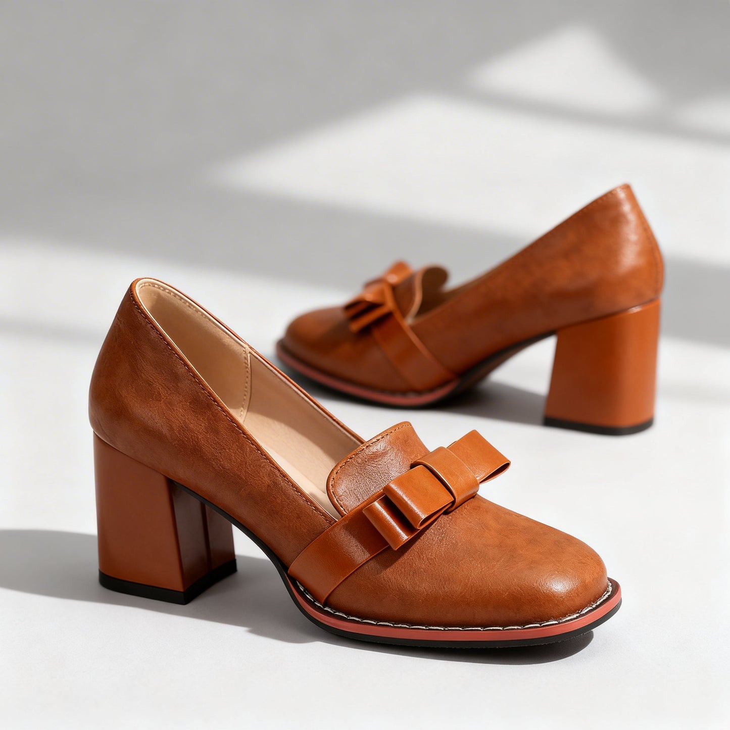 Mocassins Femme à Bride Noeud avec Talon Bloc Lucyle