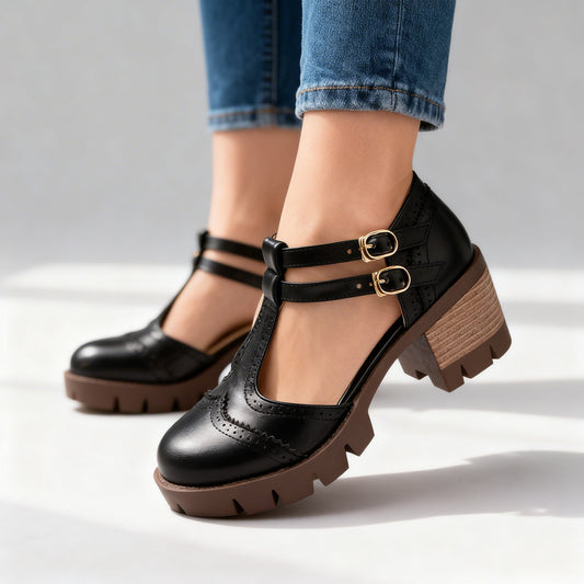 Mocassins Femme à Talon Bloc avec Sangle Réglable Lucyle