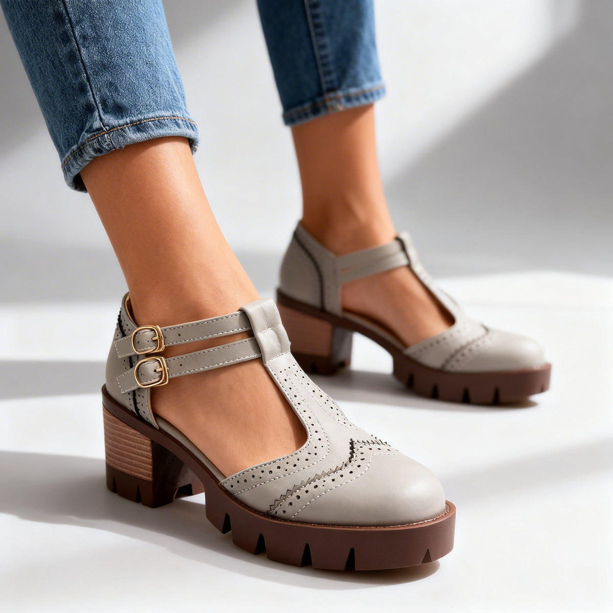 Mocassins Femme à Talon Bloc avec Sangle Réglable Lucyle