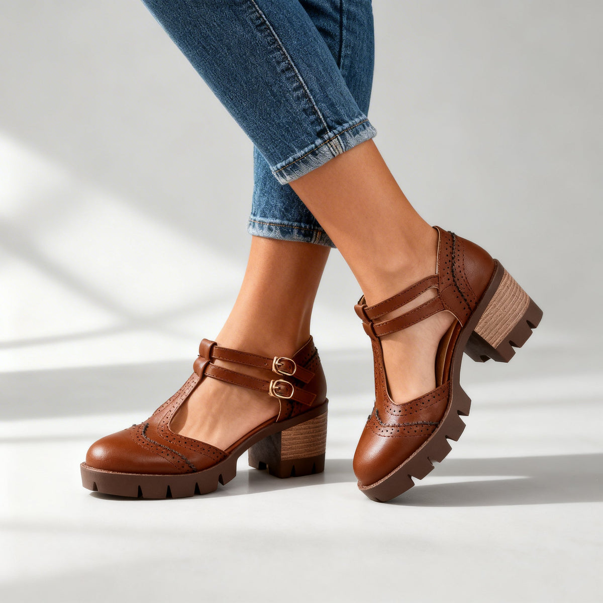 Mocassins Femme à Talon Bloc avec Sangle Réglable Lucyle