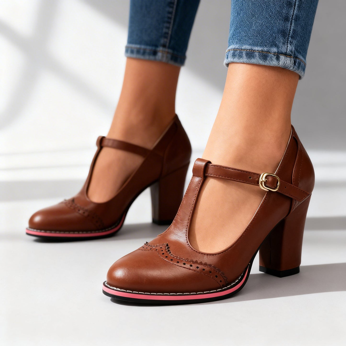 Mocassins Femme avec Boucle T-strap Confortables Lucyle