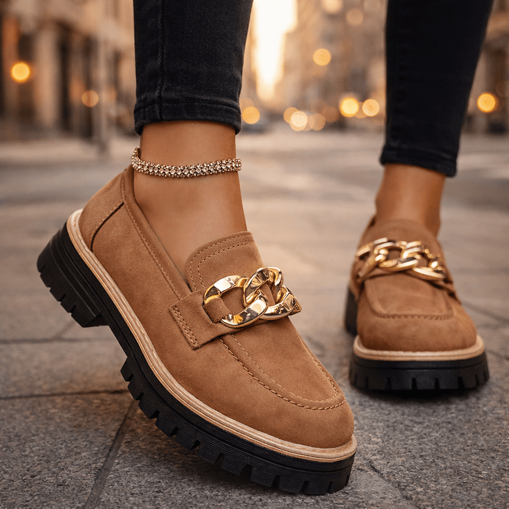Mocassins Femme avec Détail Chaîne Dorée Lucyle