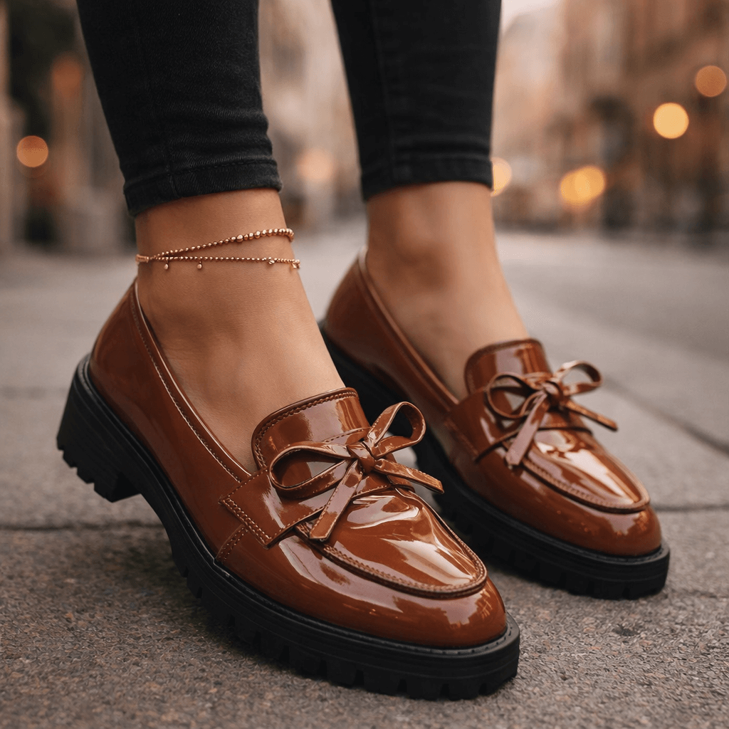 Mocassins Femme avec Détail Nœud en Cuir Lucyle