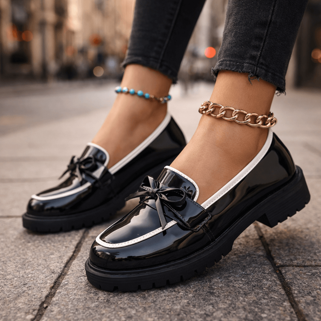 Mocassins Femme avec Détail Nœud en Cuir Lucyle