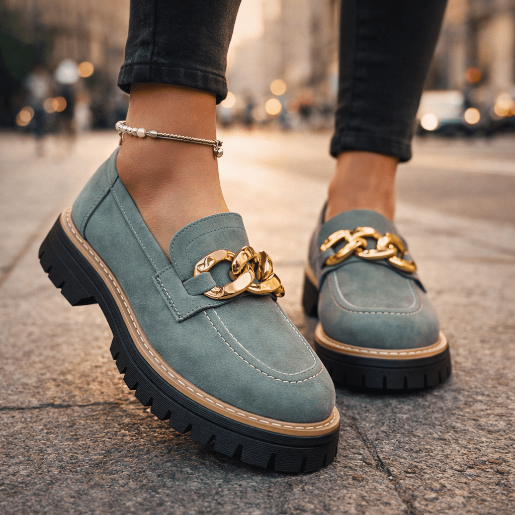 Mocassins Femme avec Détails Dorés en Daim Lucyle