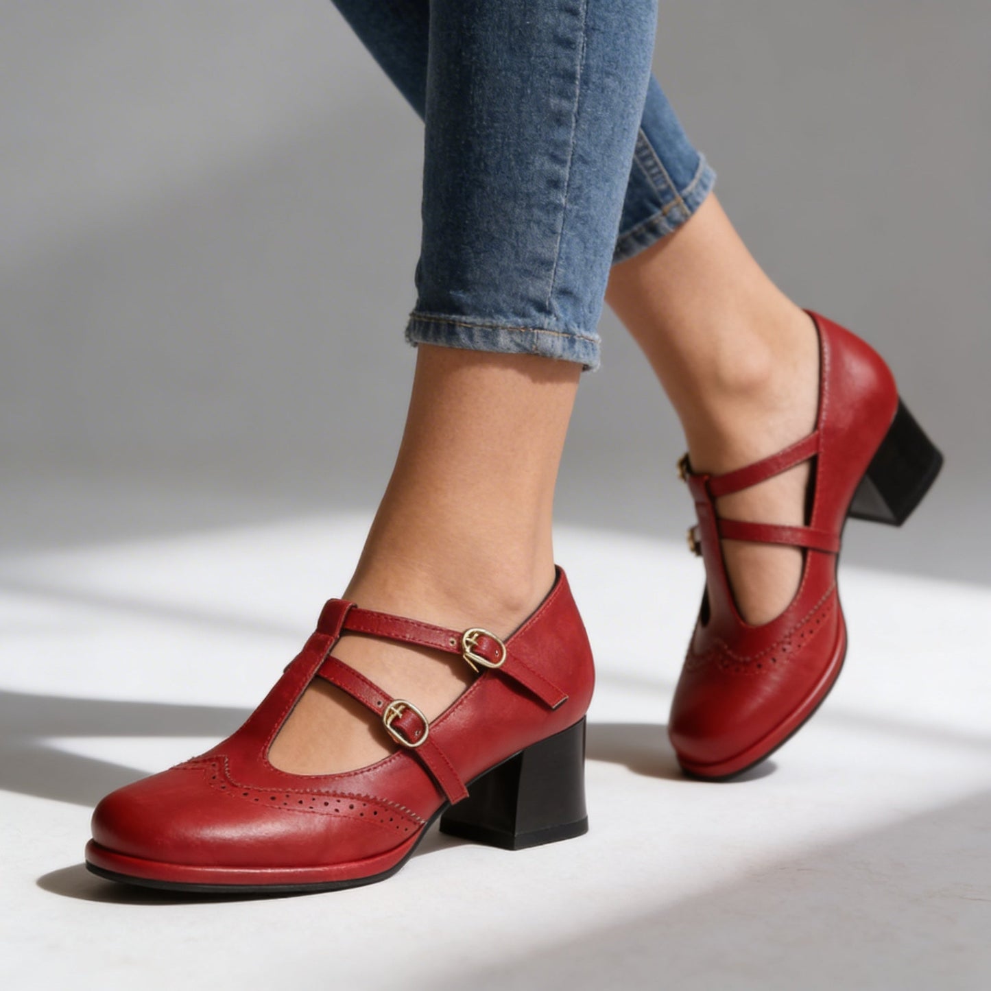 Mocassins Femme avec Double Bride en Cuir Lucyle