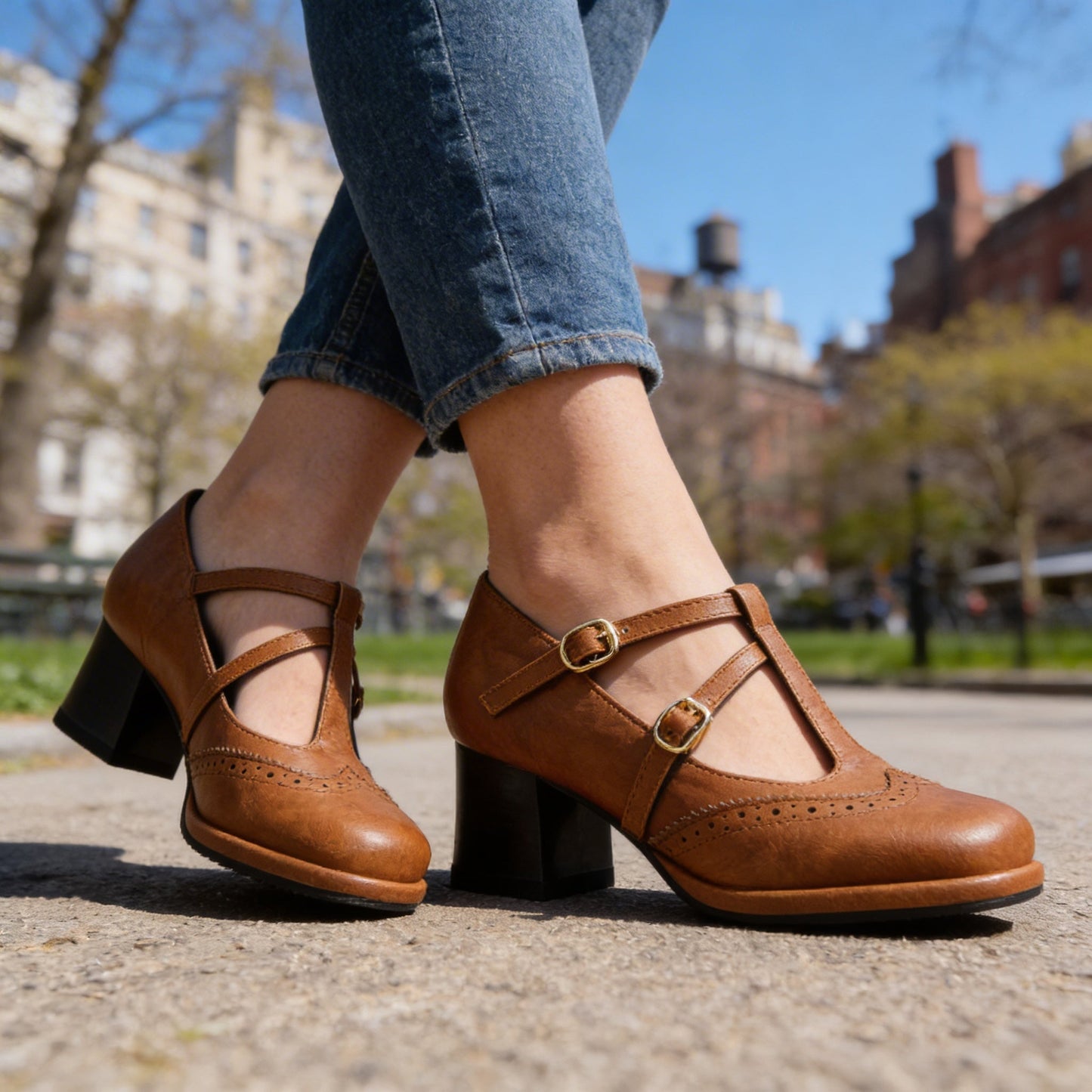 Mocassins Femme avec Double Bride en Cuir Lucyle