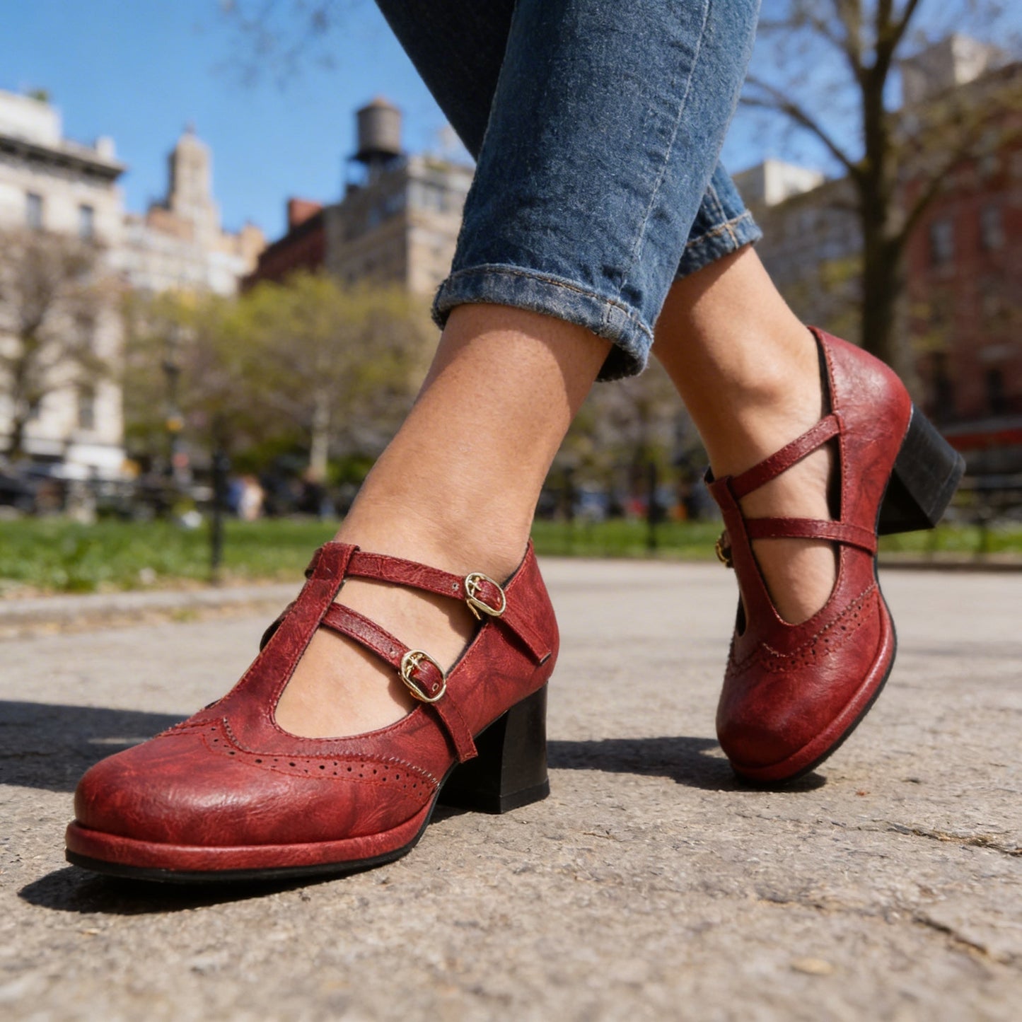 Mocassins Femme avec Double Bride en Cuir Lucyle