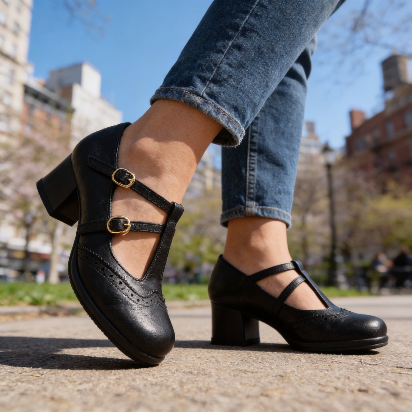 Mocassins Femme avec Double Bride en Cuir Lucyle